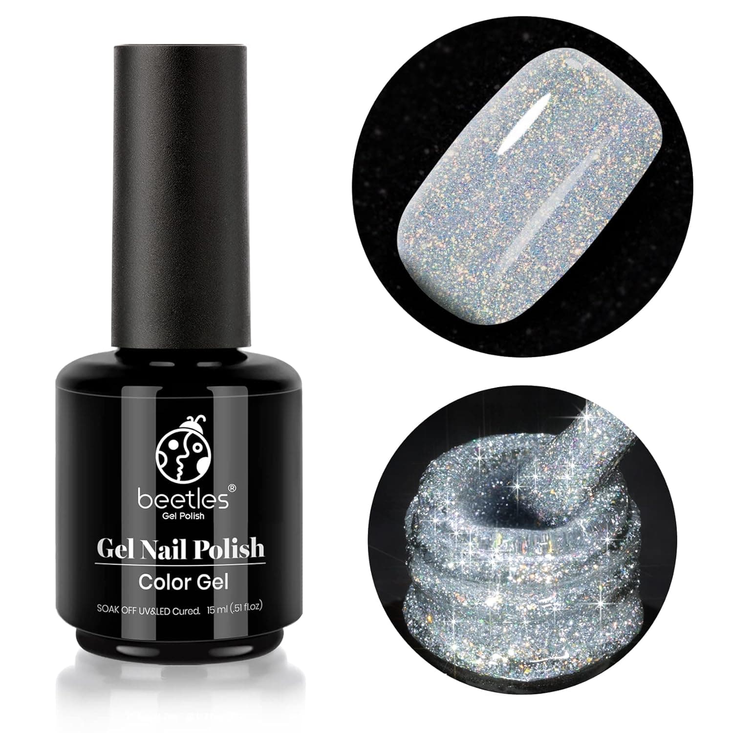 Beetles Glitter Gel Nail Polish 15ml Milky Way Nail Gel Soak Off LED Nail Lamp Diamond Gel Polish Nail Art Manicure Salon DIY Home Sparkly Shining