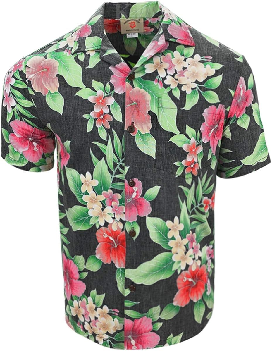 Tropical Luau Beach Cotton Print Men’s Hawaiian Aloha Shirt