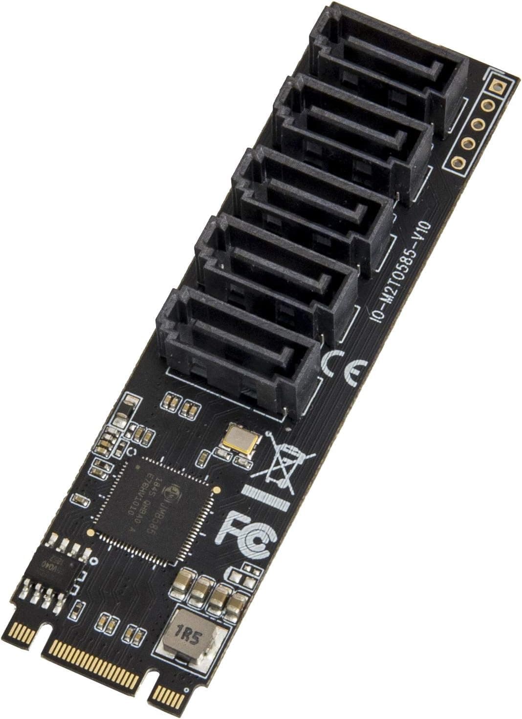 IO CREST Internal 5 Port Non-RAID SATA III 6GB/s M.2 B+M Key Adapter Card for Desktop PC Support SSD and HDD. JMB585 Chipset