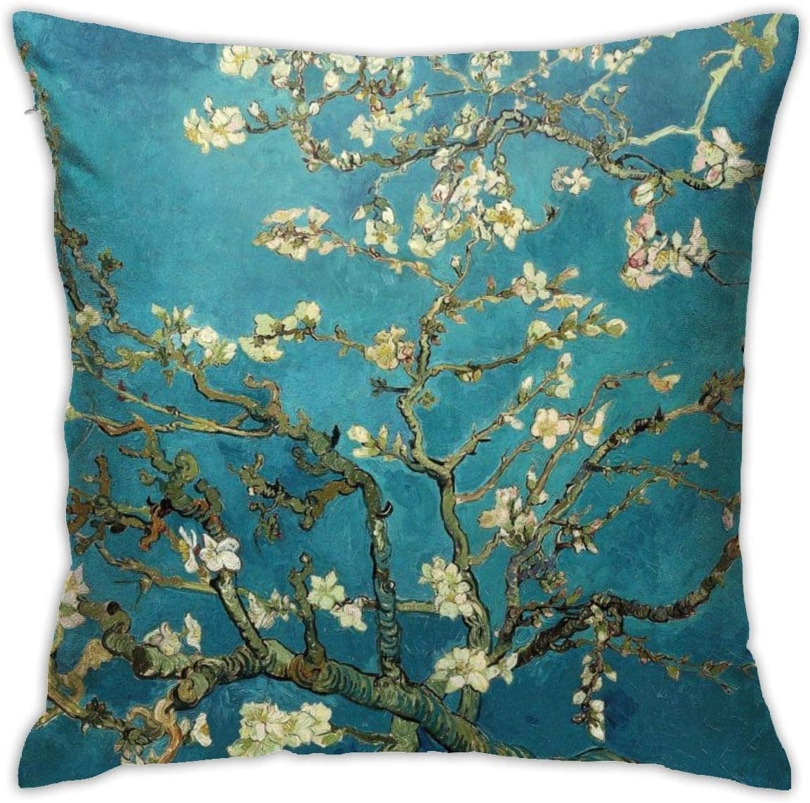 Yaateeh Apricot Blossom Van Gogh Throw Pillow Covers Decorative 18x18 Inch Pillowcase Square Cushion Cases for Home Sofa Bedroom Livingroom