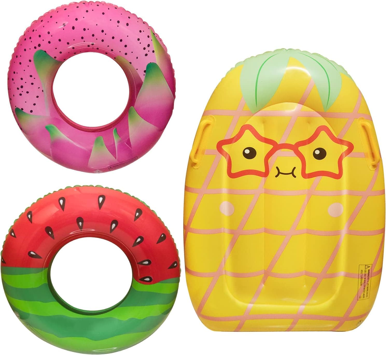 HPCOOLUE 3 Pcs Inflatable Pool Floats for Kids, Fruit Swimming Rings Tubes, Fun Pool Floatsies, Kids Pool Float for Summer Pool Party