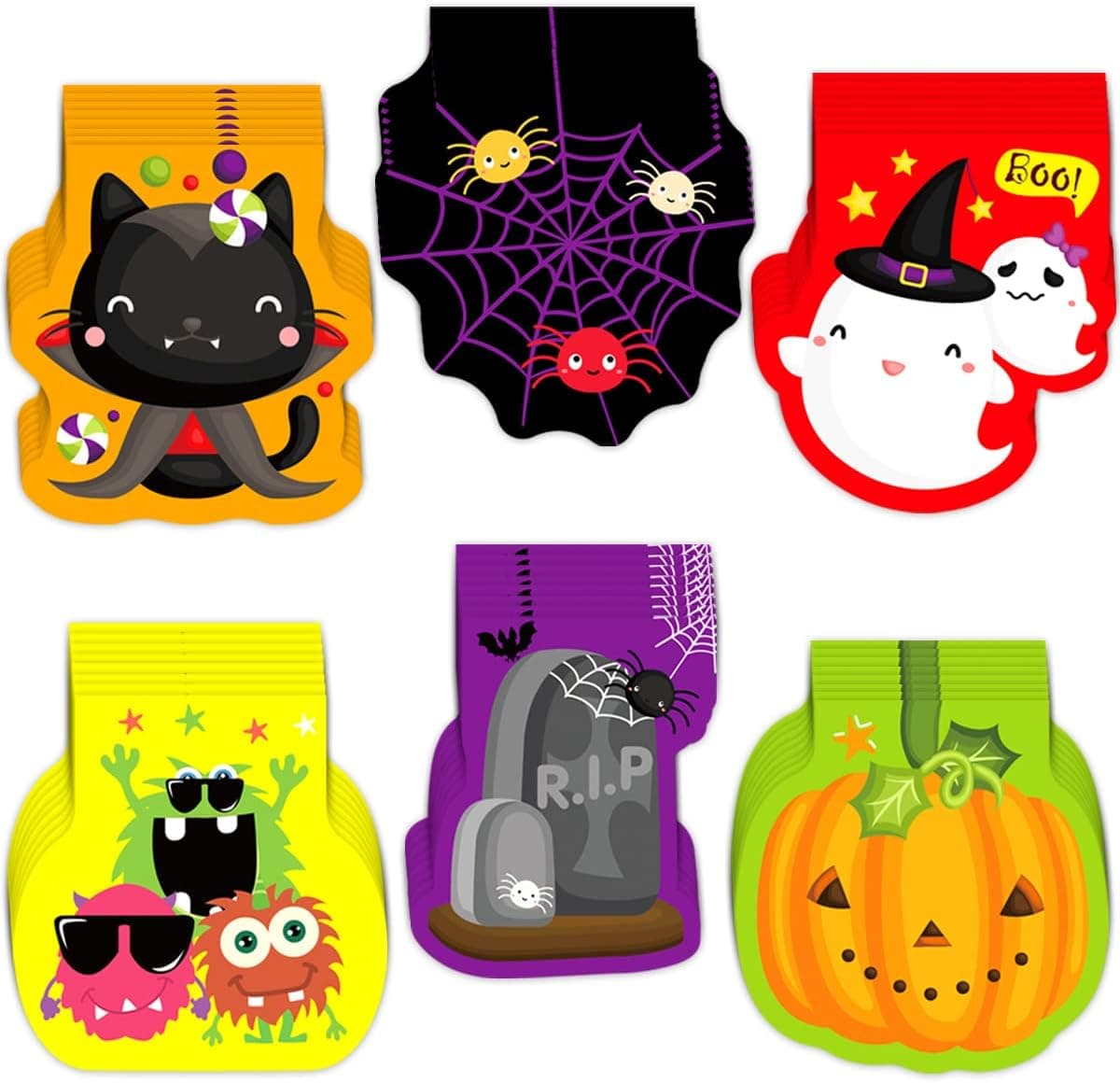 48PCS Halloween Mini Notepads 6 Cute Designs Trick Or Treat Party Favor Supply Gifts