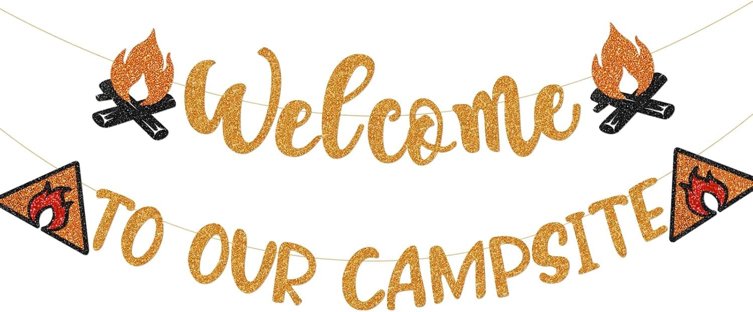 Camping Party Decorations, Welcome to Our Campsite Banner Campsite Decorations, Camping Birthday Party Supplies, Camping Theme Classroom Decor Camping Themed Party Decorations (camp)
