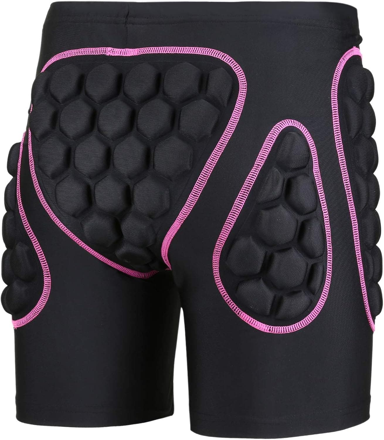 OHMOTOR 3D Padded Protective Shorts Hip Butt EVA Pad Short Pants Heavy Duty Protective Gear Guard Drop Resistance for Ski Skiing Skating Snowboard Cycling (Pink - for Female, XXL)