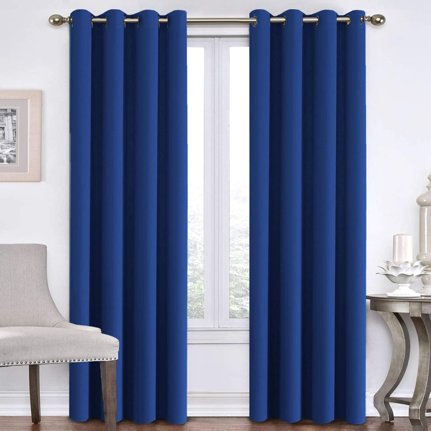 Blackout Curtains Panels for Patio Door - Energy Saving Thermal Insulated Solid Ring Top Blackout Window Drapes Draperies for Living Room Bedroom (Two Panels, 52 x 96 Inch, Royal Blue)