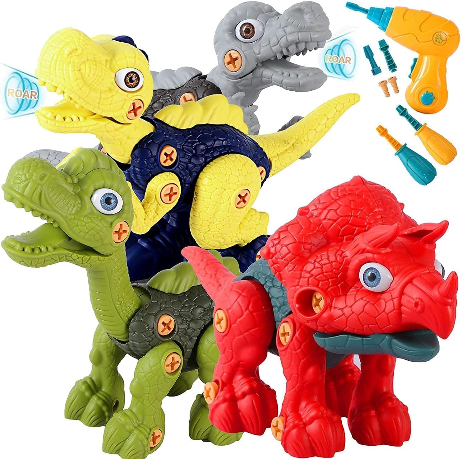 SZJJX Take Apart Dinosaur Toys for Kids 3-5, Dinosaurs Construction Building Toy Set with Electric Drill, STEM Kids Toys for 3 4 5 6 7 Year Old Boys Girls Birthday Easter Gifts (6600-1)