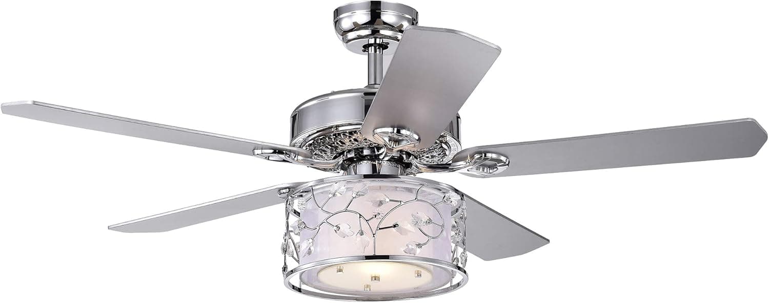 Warehouse of Tiffany CFL-8403REMO/CH Swerl 52-inch 1 Multi-Layered Shade (Includes Remote and Light Kit) Ceiling Fan, Silver