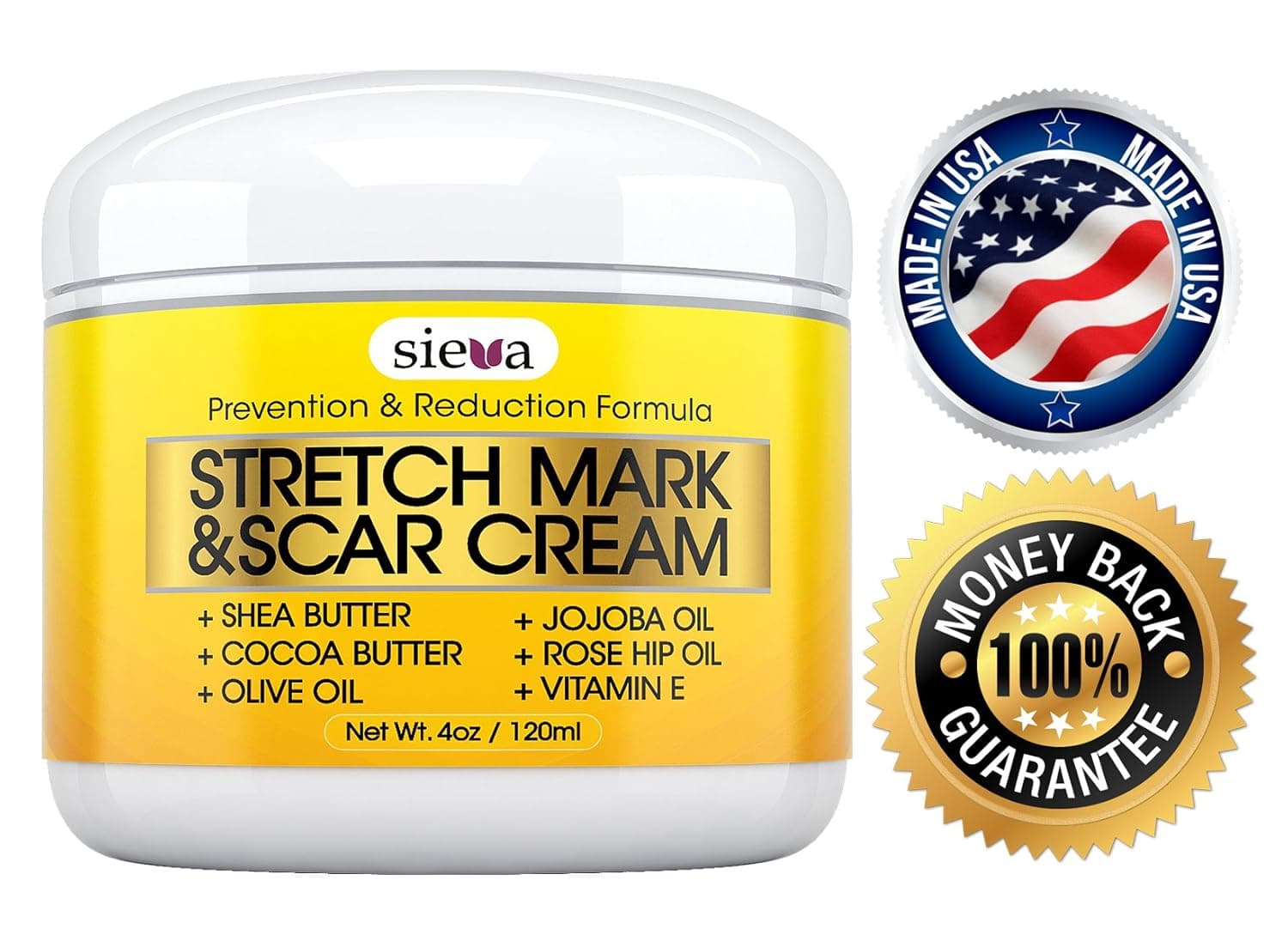 Stretch Mark & Scar Removal Cream – #1 Intensive Stretch Mark & Scar Treatment - Get Rid of Stretch Marks From Pregnancy - Works on New and Old Scars and Stretch Marks.! - By Sieva Skincare