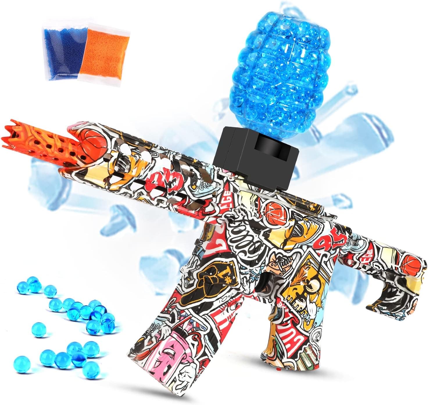 Automatic Gel Ball Blaster Gun M416 - Kolable Splatter Splat Ball Gun Electric with 10,000 Water Beads Shooting Game Backyard Fun and Outdoor Activity for Boys and Grils Ages 12+, Street Graffiti
