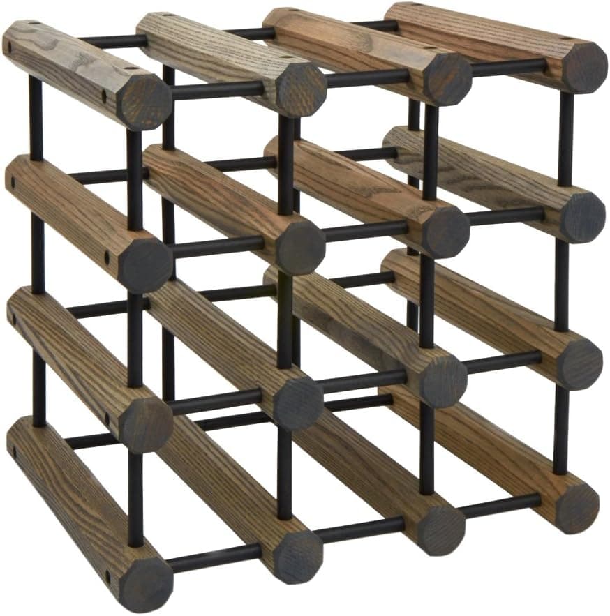 J.K. Adams JK Adams Ash Driftwood Wood Stained Modular Wine Rack with Black pins, 12 Bottle