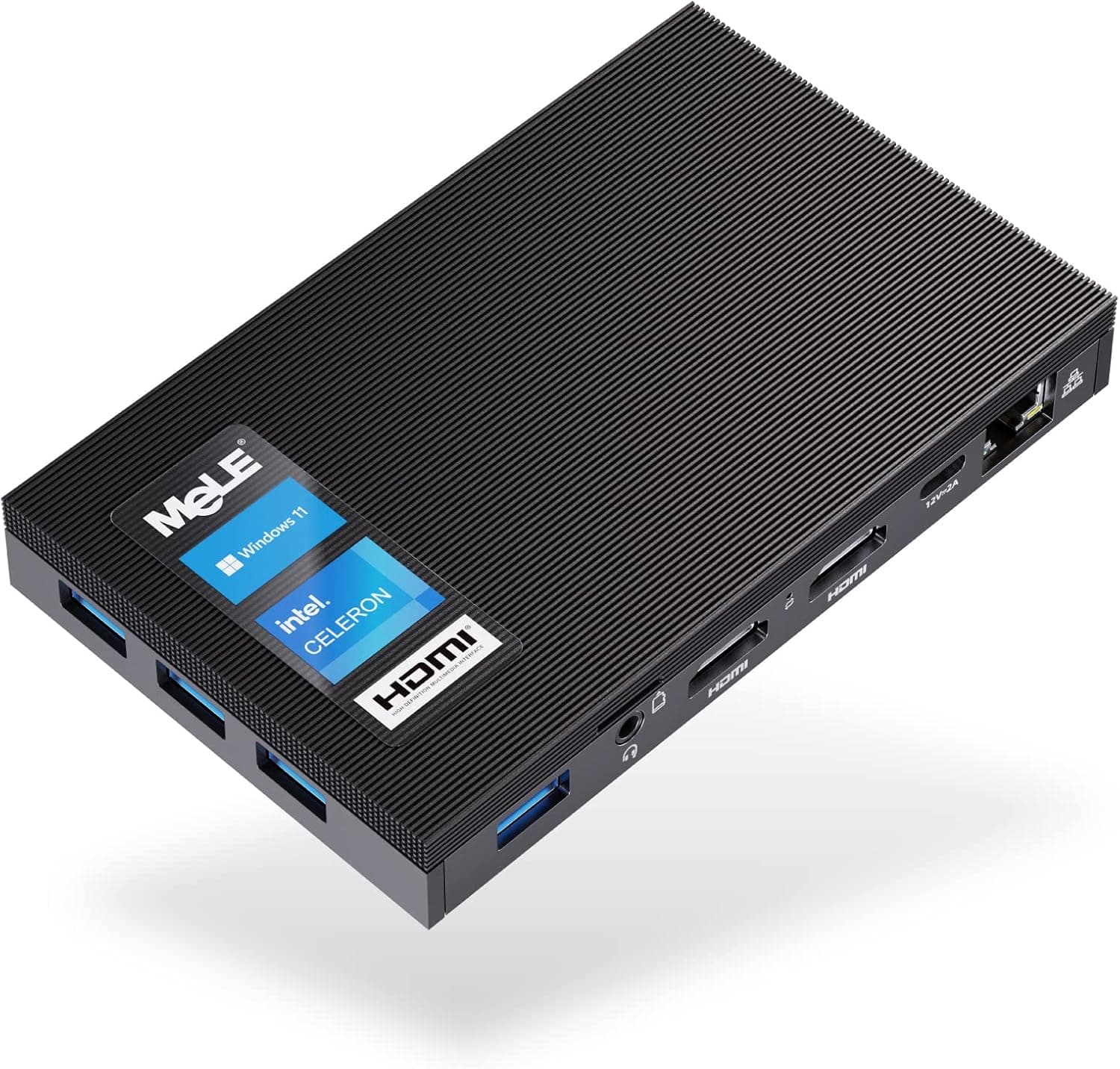 MeLE Fanless Mini PC, Windows 11 Pro Celeron J4125 8GB 256GB,Dual HDMI Micro PC Portable Silent Desktop Computer,Supports Unlocked Bios on Astrophotography Media Office IoT (Quieter2Q/J4125/8GB+256GB)