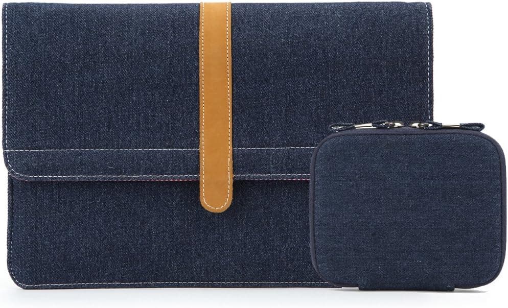 Salmen Laptop Sleeve,15.6 Inch Jean Fabric Envelope Protective Bag Case Cover Pouch for The MacBook Pro,MacBook Air,Notebook,Chromebook,Hp,Dell,XPS(deep Blue)