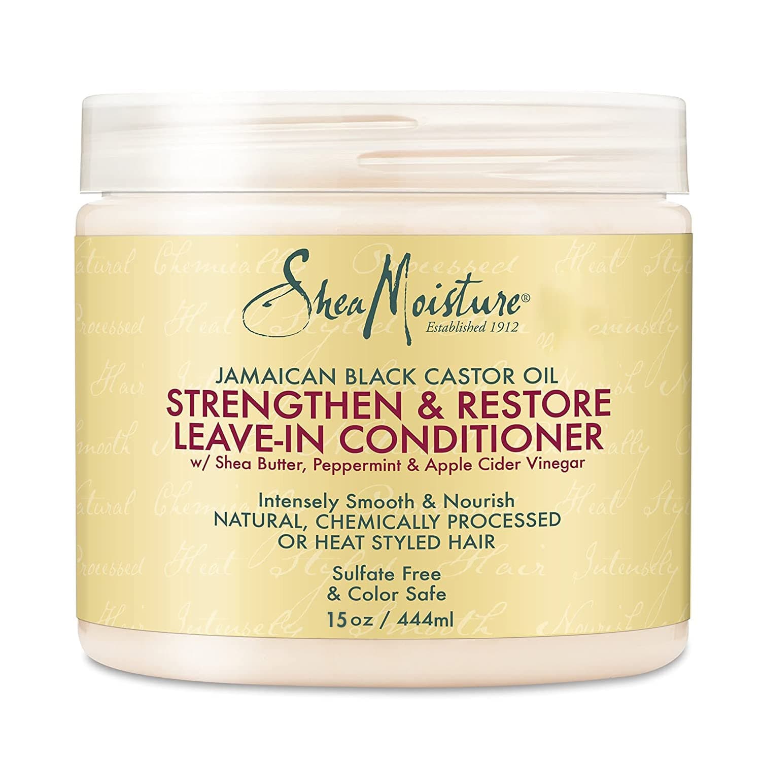 Shea Moisture Leave in Conditioner with Jamaican Black Castor Oil for Hair Growth, Strengthen & Restore, Vitamin E, Curly Hair Products Safe for use on Hair Color, 15 Oz