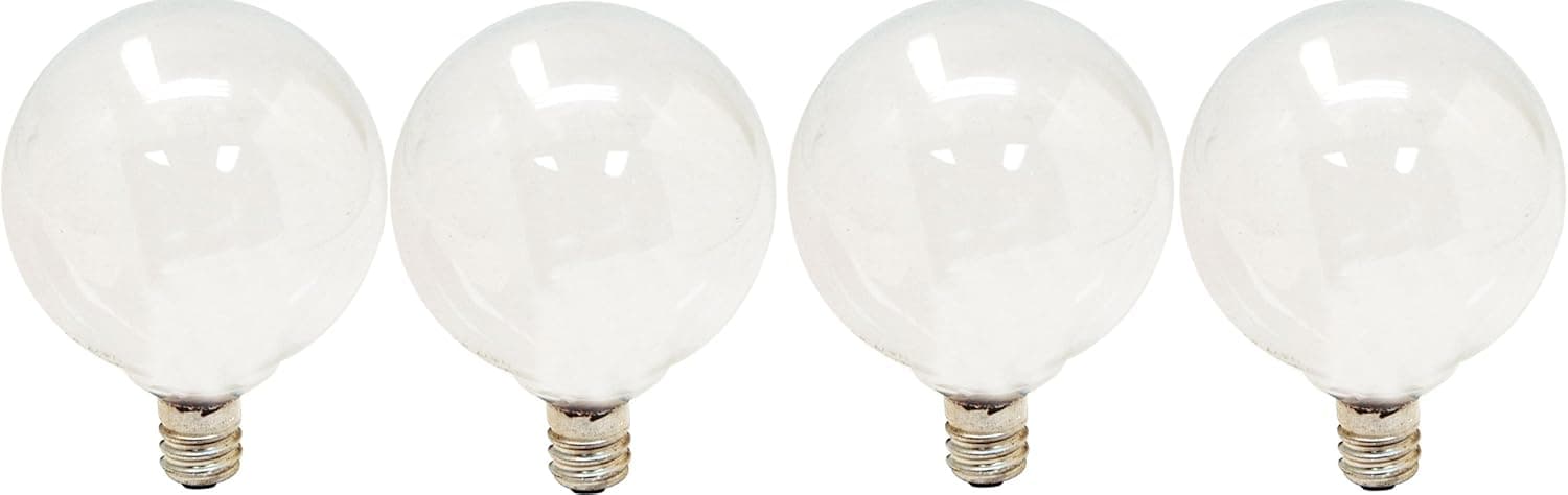 GE Lighting G16 Globe Vanity Light Bulbs, Soft White, Decorative, 40-Watt, 290 Lumen, E12 Candelabra Base, 4-Pack