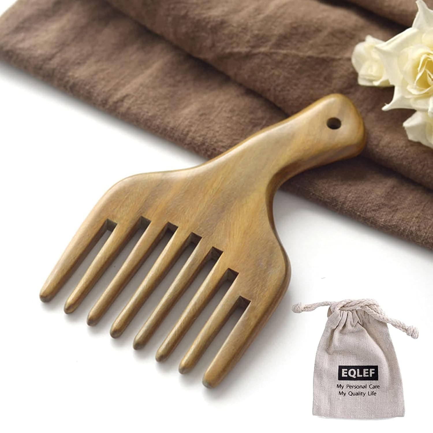 Massage Comb Wooden Comb Hair Pick Wide Tooth Green Sandalwood Pocket Comb Small Hair Comb