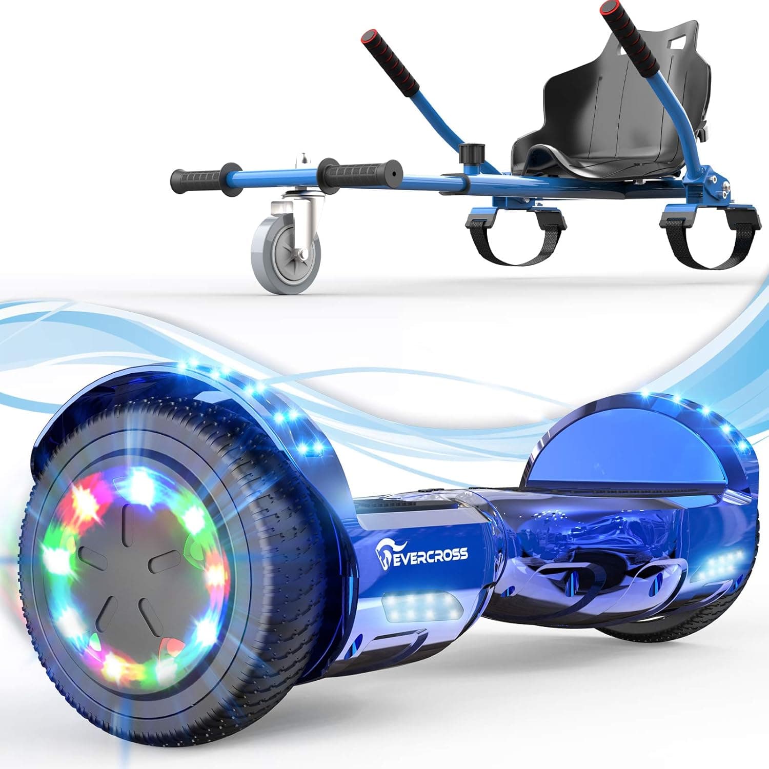 EVERCROSS Hoverboard, Self Balancing Scooter Hoverboard with Seat Attachment, 6.5" Hover Board Scooter with Bluetooth Speaker & LED Lights, Hoverboards Suit for Kids