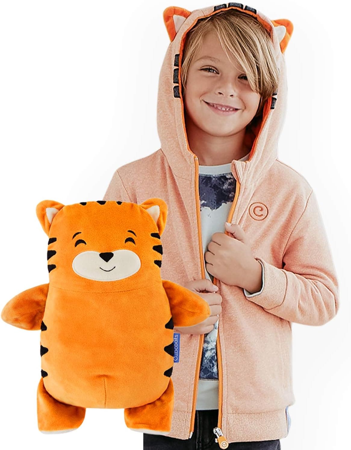 Cubcoats Tomo The Tiger 2 in 1 Transforming Classic Zip Up & Soft Plushie, Orange