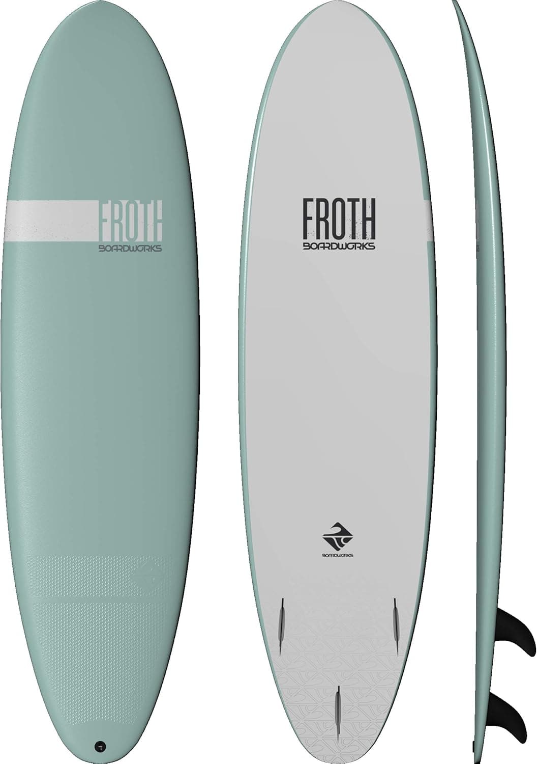 Boardworks Froth – Soft Top Surfboard – Wakesurf Board – 3 Colors - 5 Sizes from 5’ to 9’