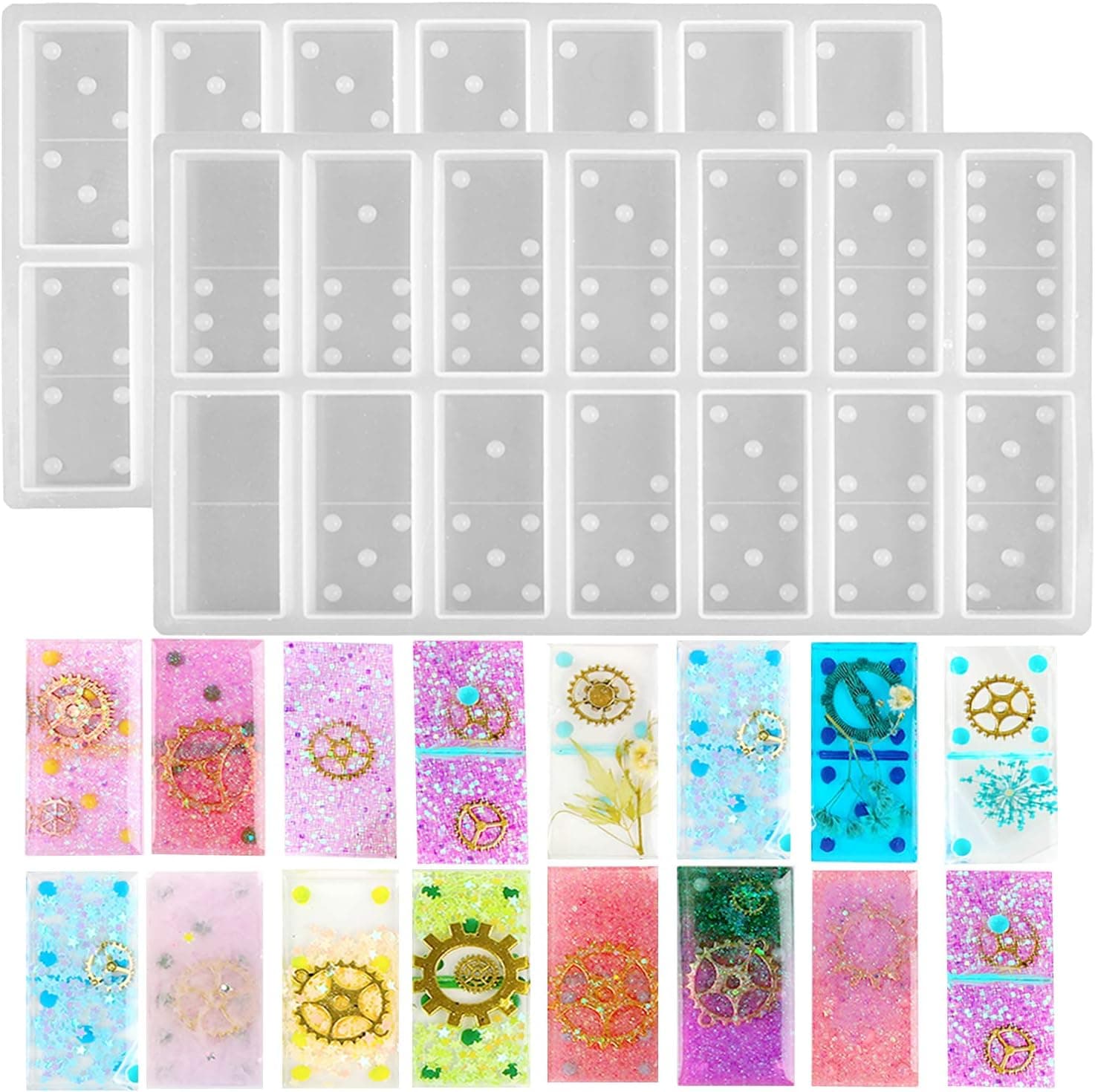 B bangcool Domino Resin Mold, Double Six Epoxy Resin Molds Domino Game Mold for Personlized Domino Mold