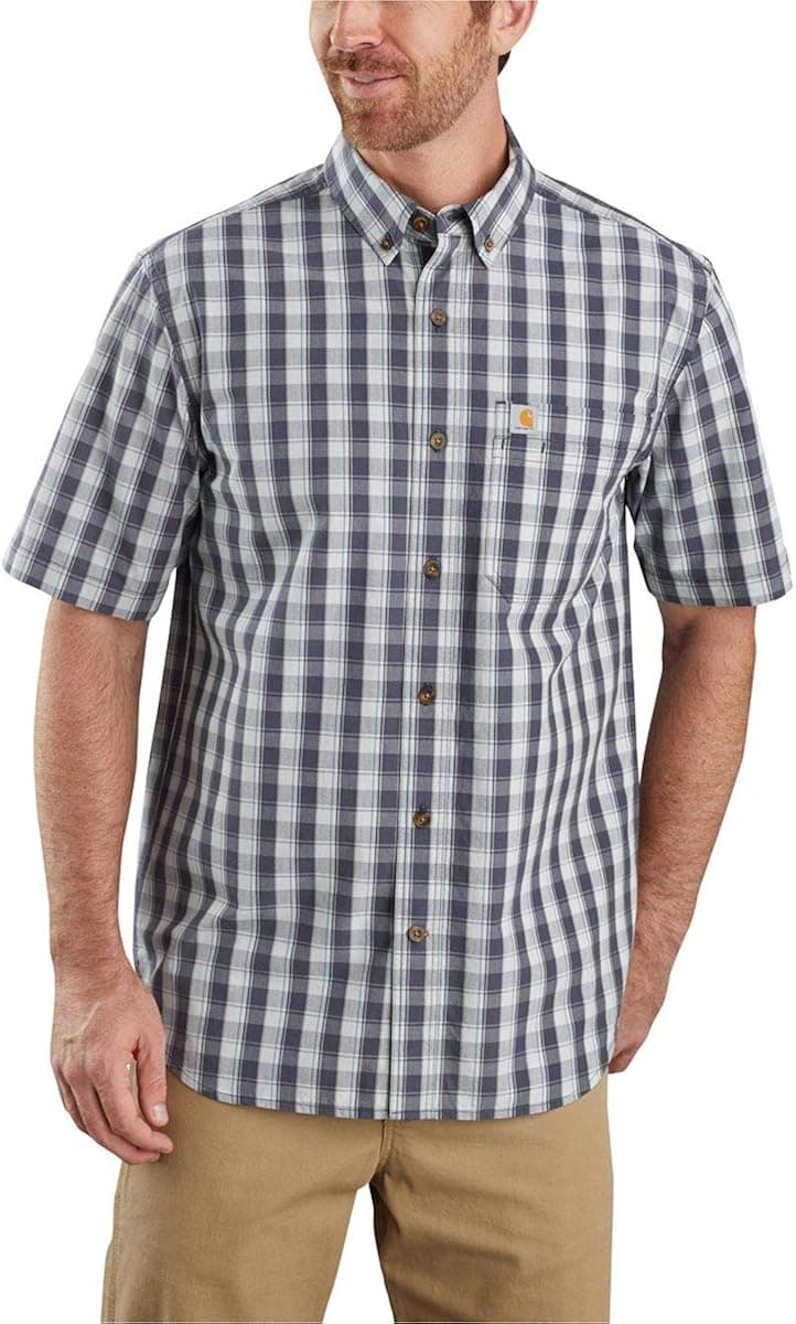 Carhartt Men's Essential Plaid Button Down Short Sleeve Work Shirt Big