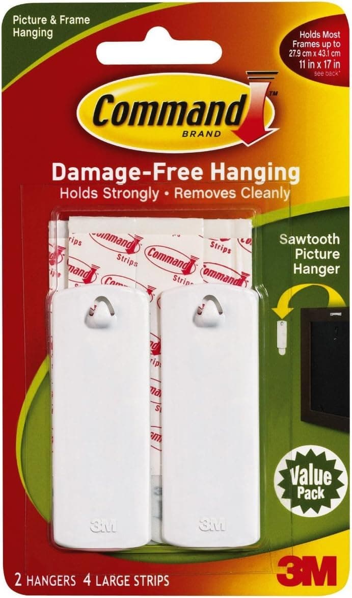 3M (17040VP-ES) Sawtooth Picture Hanger Value Pack w/Water Resistant Strips 17040VP-ES