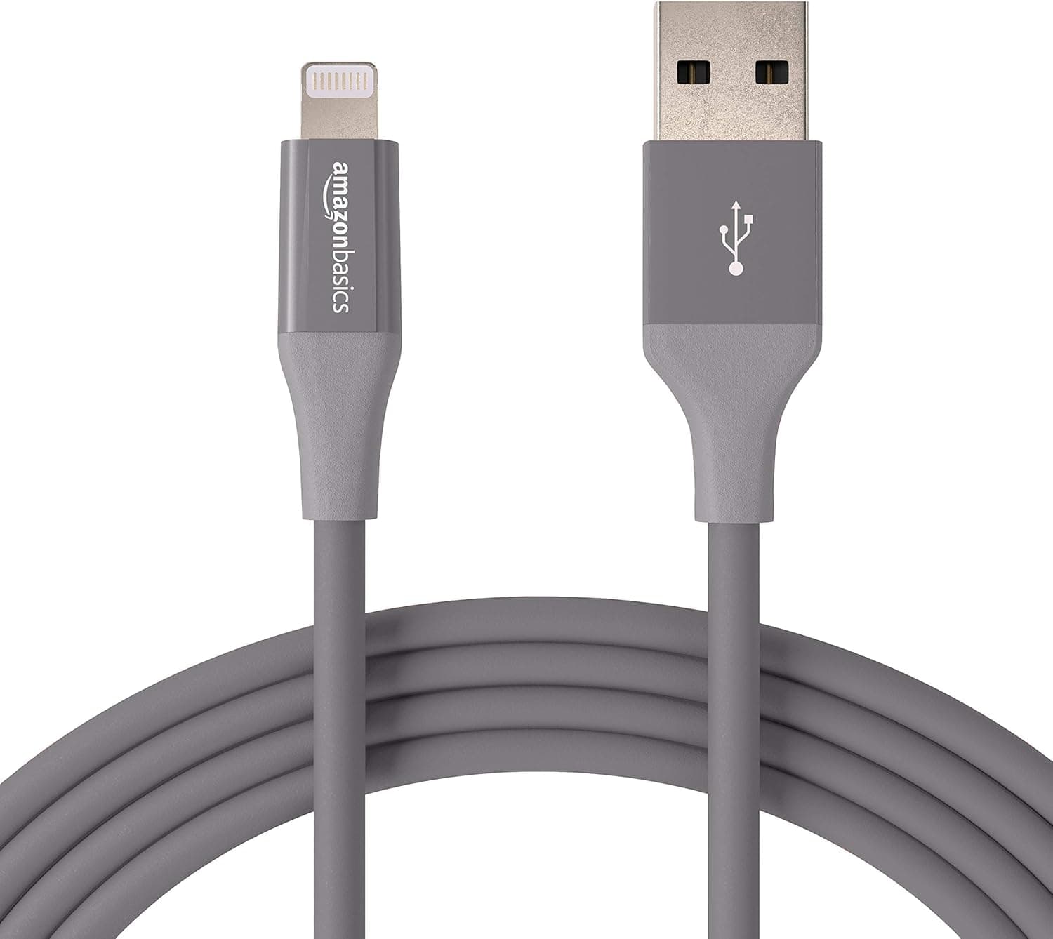 Amazon Basics Lightning to USB A Cable, Advanced Collection, MFi Certified Apple iPhone Charger, Gray, 10 Foot