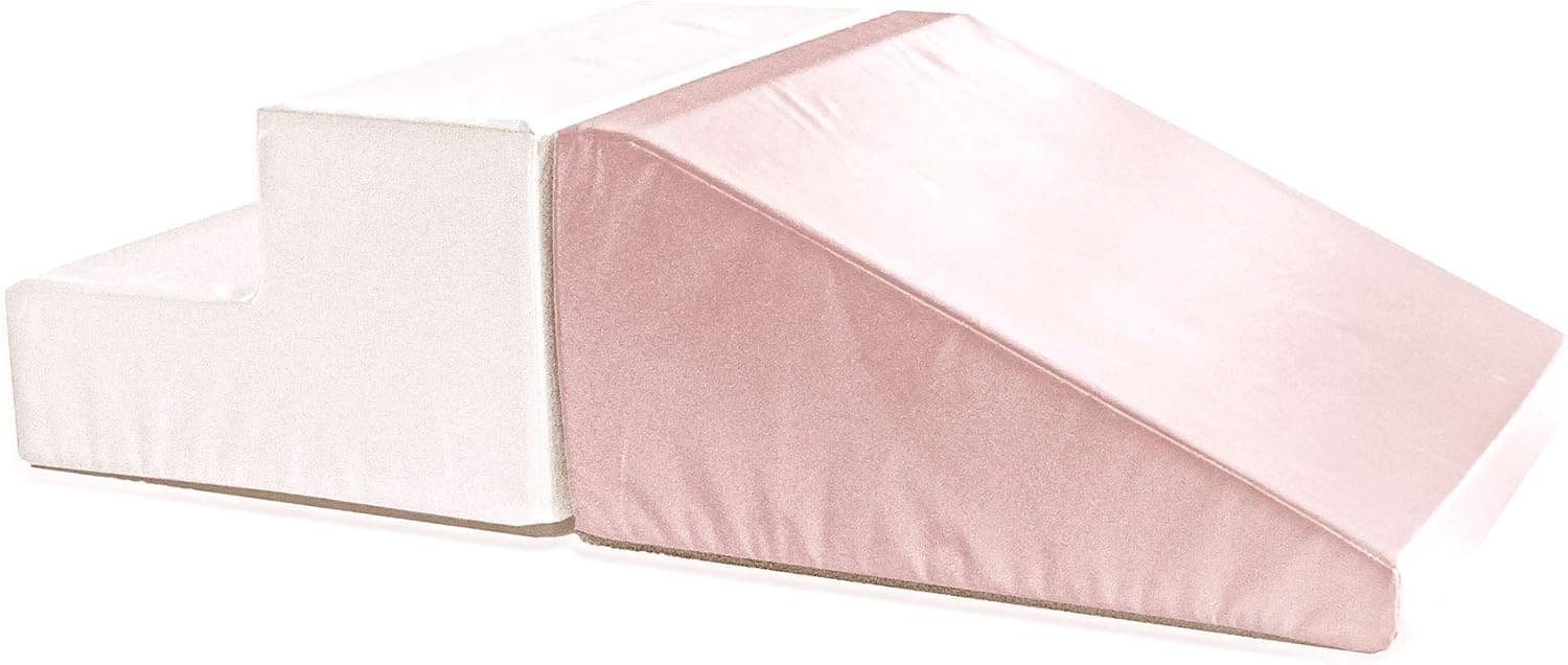 Foamnasium Up and Down Set, Indoor Foam Playset, 2 Piece Soft Toddler and Active Kids Play Foam Climber for Balancing, Crawling, Climbing, Sliding and Jumping, Made in The US, Pink/White