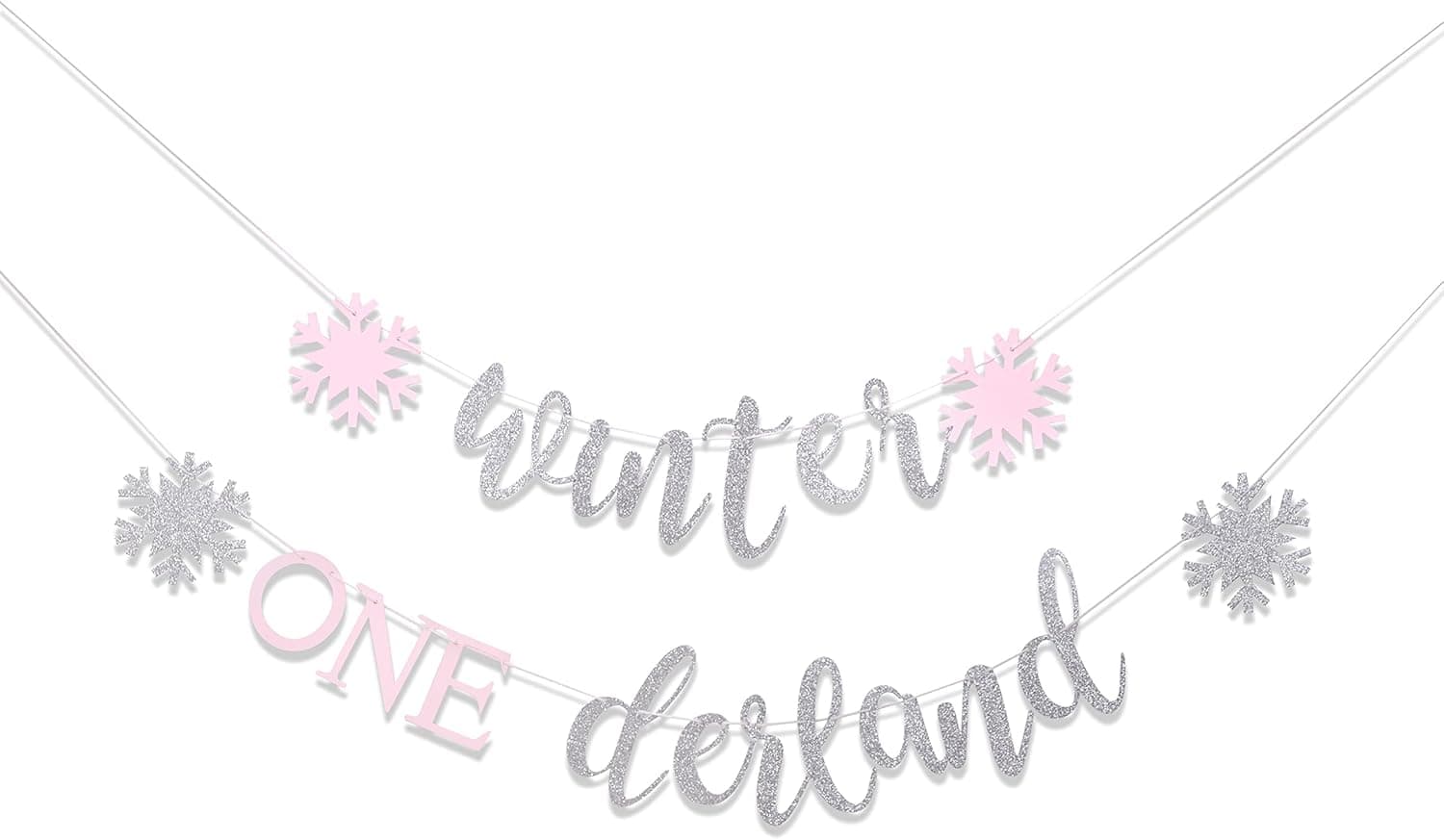 Winter Onederland Banner - Winter Wonderland Decoration,winter Onederland Party Decorations,snowflake Banner,white Snowflake 1st Birthday,pink and Silver Decor Photo Props