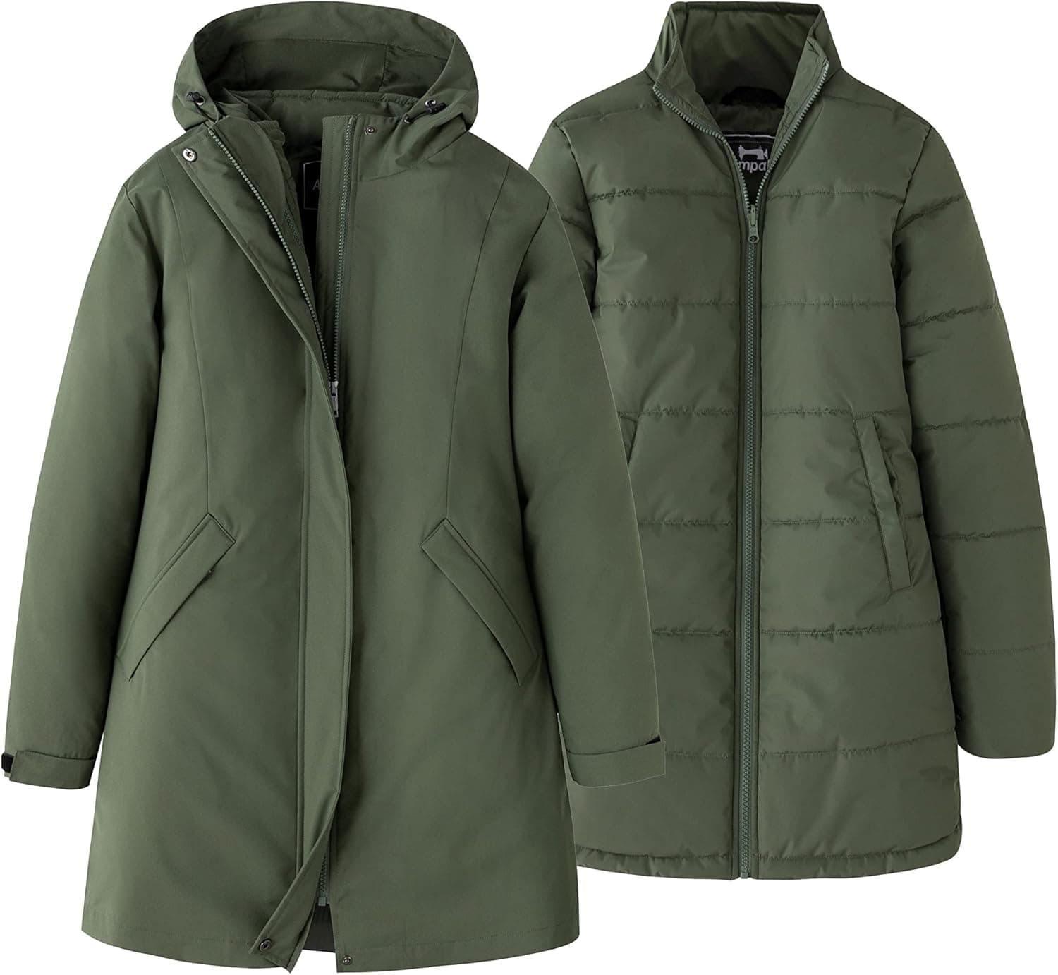 Ampake Women's Winter 3 in 1 Parka Coat Warm Puffer Liner Jacket with Detachable Hood