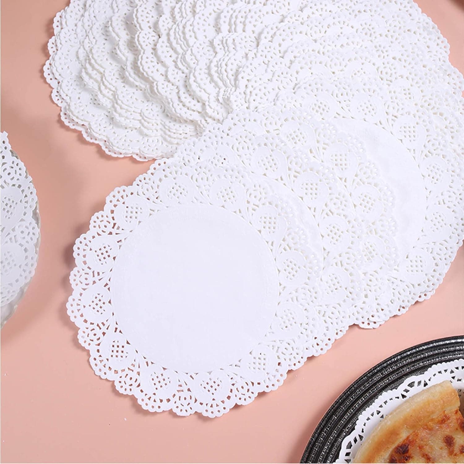 4 inch Round Paper Doilies/Lace Paper Placemats/Disposable Greaseproof Doilies,White,Pack of 100