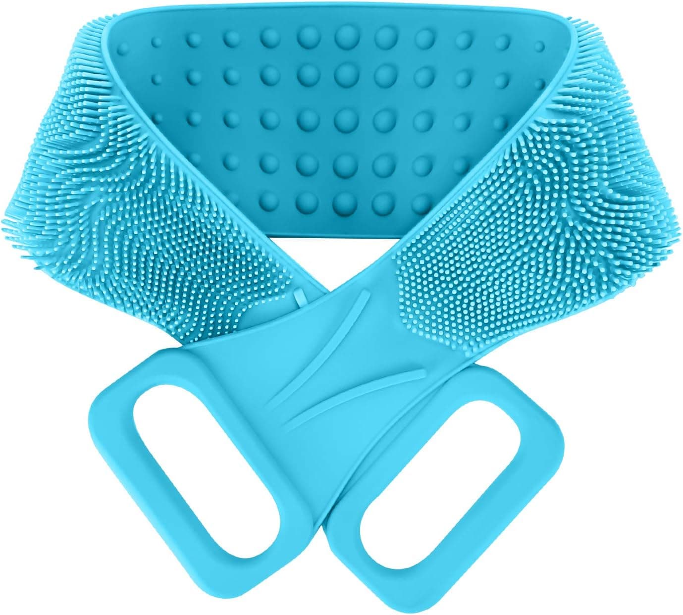 37.4'' Back Scrubber for Shower, Cohotek Lengthen Food Grade Silicone Body Brush, Exfoliating Skin & Applying Lotions, Foams Easily & Skin Friendly, Double-sided Body Scrubber for Men Women, Blue