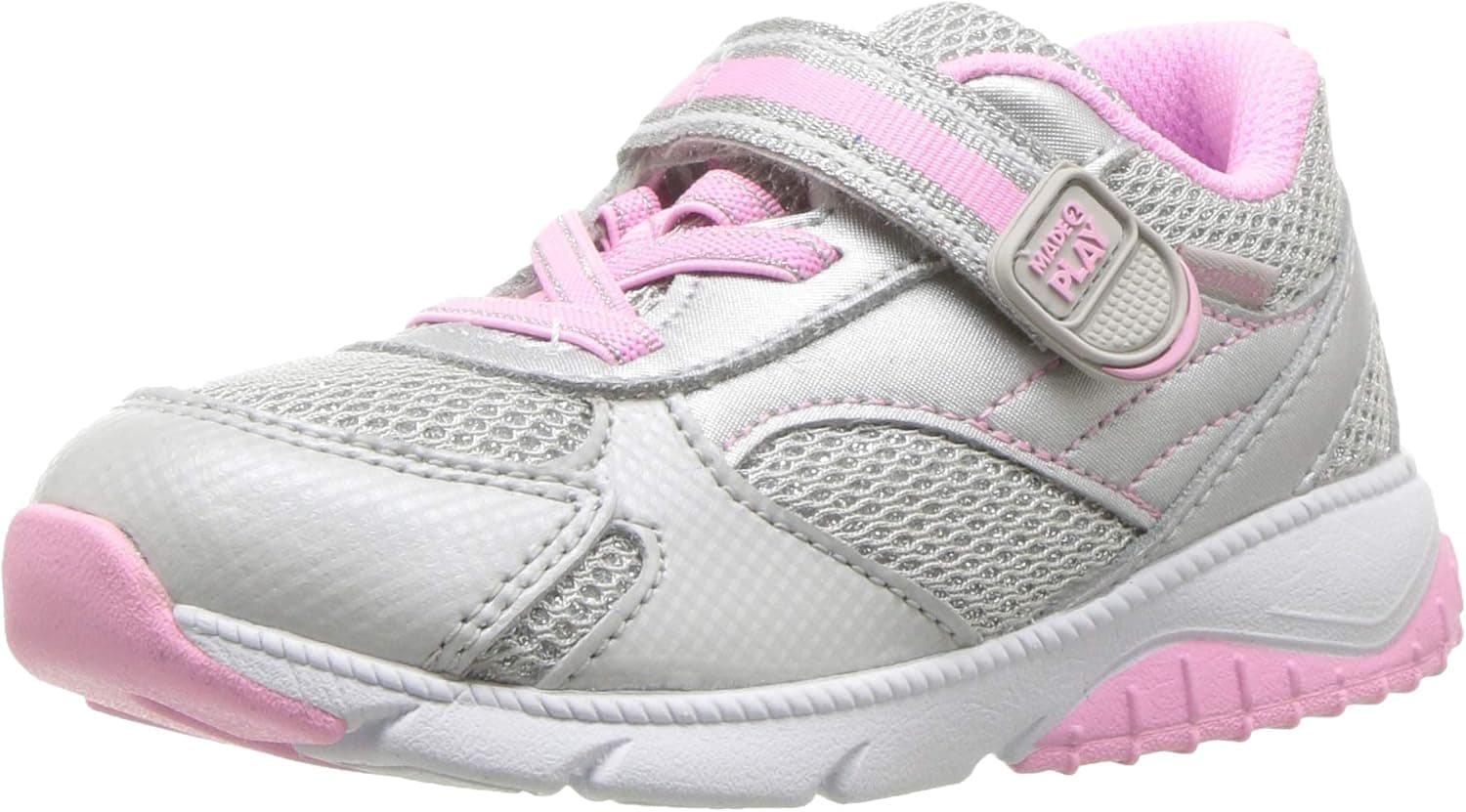 Stride Rite Girls Indy Leather Athletic Sneaker, Silver, 8 X-Wide Toddler