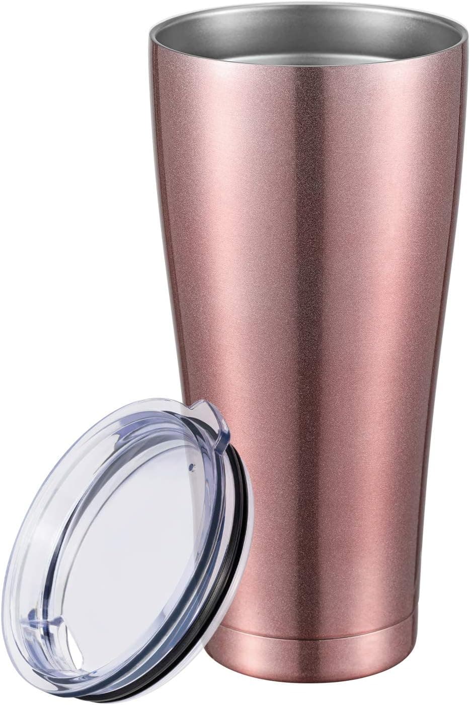 COMOOO 30oz Tumbler Insulated with Lid Stainless Steel Large Coffee Mug Double Wall Vacuum Thermos Coffee Tumblers for Cold Drinks and Hot Beverages (Rose Gold, 1 Pack)