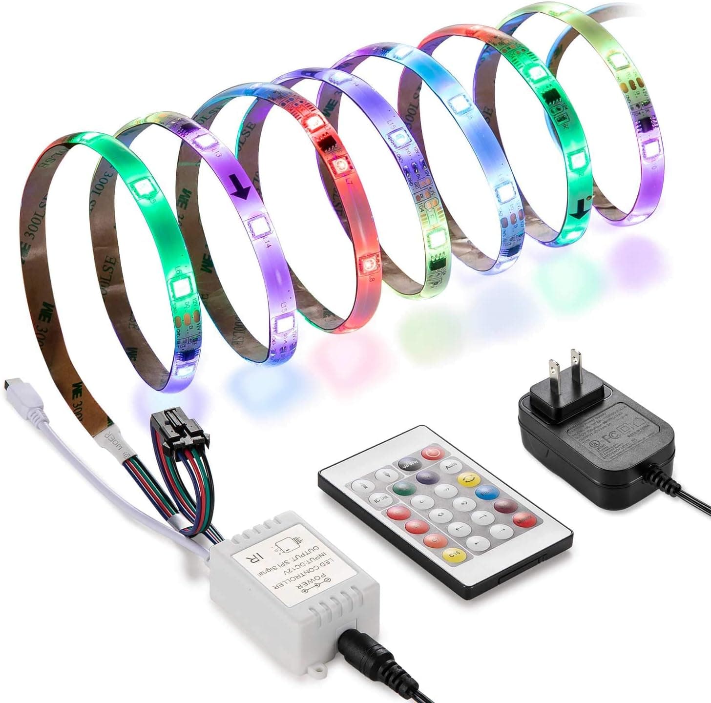 Dreamcolor 16.4ft LED Strip Lights with Remote, Linkind RGB Color Changing Waterproof Light Strip kit, 164 Light Programs with Remote Controller, Cuttable and self-Adhesive