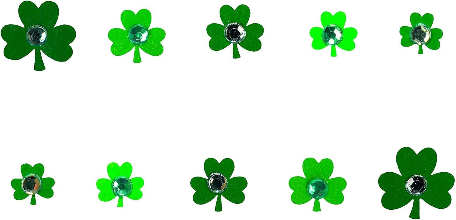 Green Clover Leaf Nail Art Stickers | Packing Size- 6 by 2 3/4 inches | Pack of 10