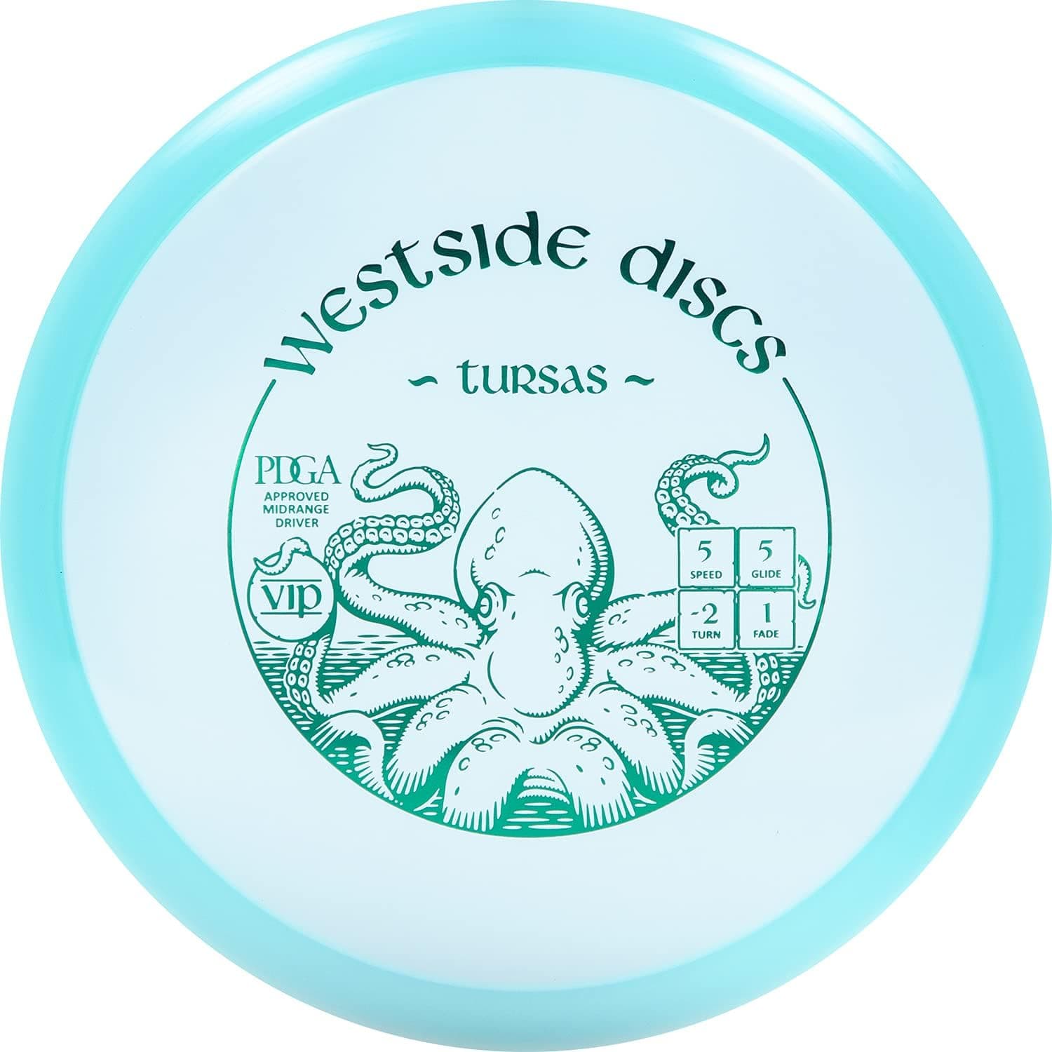 Westside Discs VIP Tursas Midrange Disc Golf Disc | Controllable Midrange Disc | Great for Beginners | 170g Plus | Stamp Color Will Vary (Turquoise)