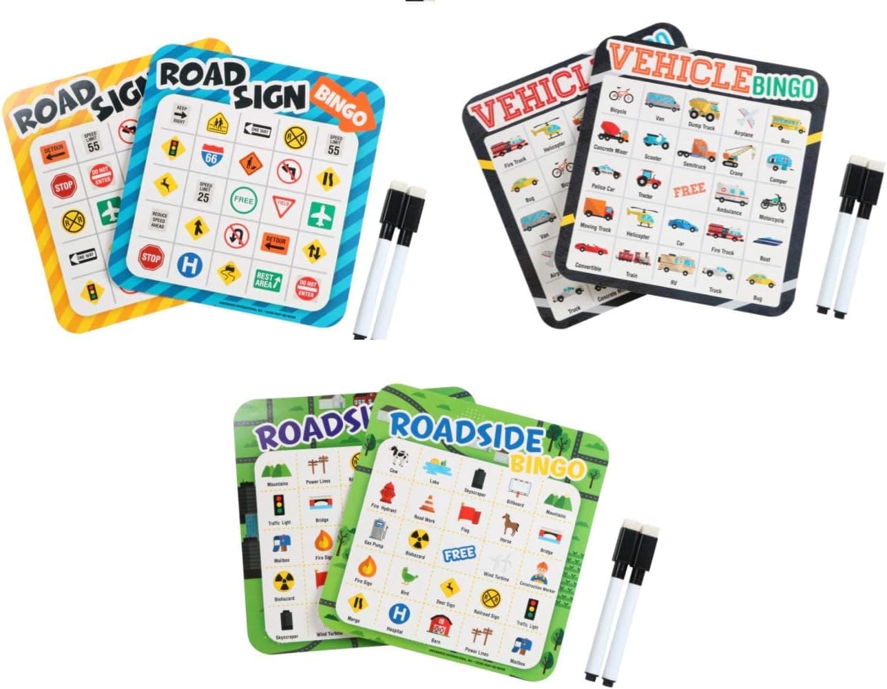 Designs by DH Travel Games Bingo 3 Game Set - Roadside Vehicle and Road Sign