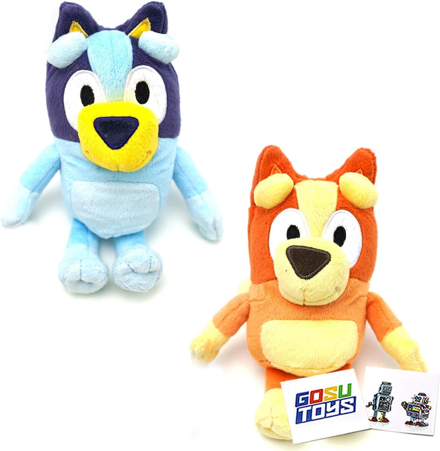 Bluey Friends Plush 8 Inch (2 Pack) 1 Bluey 1 Bingo with 2 GosuToys Stickers