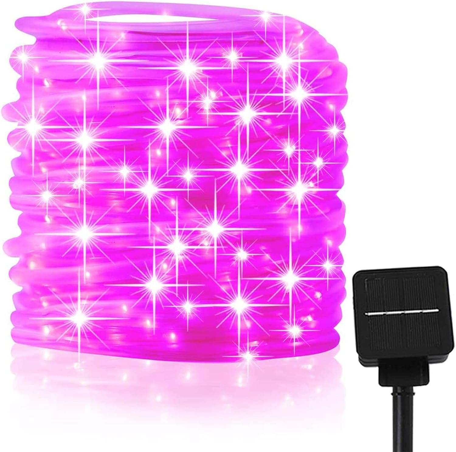 Oluote Solar Rope Lights, 100 LEDs 33ft/10M 2Modes Waterproof Solar String Copper Wire Light, Outdoor Rope Lights for Garden Yard Path Fence Tree Wedding Party Decorative (Pink, 33ft)
