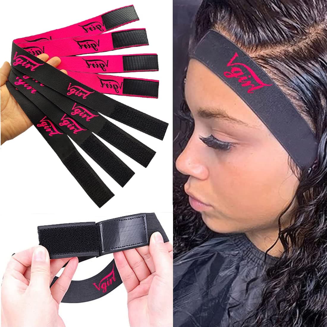 VGIRL Elastic Bands for Wig,4PCS Wig Bands for Keeping Wigs in Place,Lace Melting Band for Lace Wigs Edge Wrap to Lay Edges,Adjustable Melt Belt Elastic Bands for Wig for Salon (4pcs/pack)