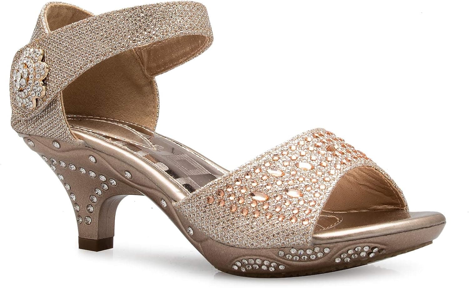 Olivia K OILIVIA K Girls Sparkly Rhinestone Kitten Heel Platform Dress Sandals (Toddler/Little Girl)