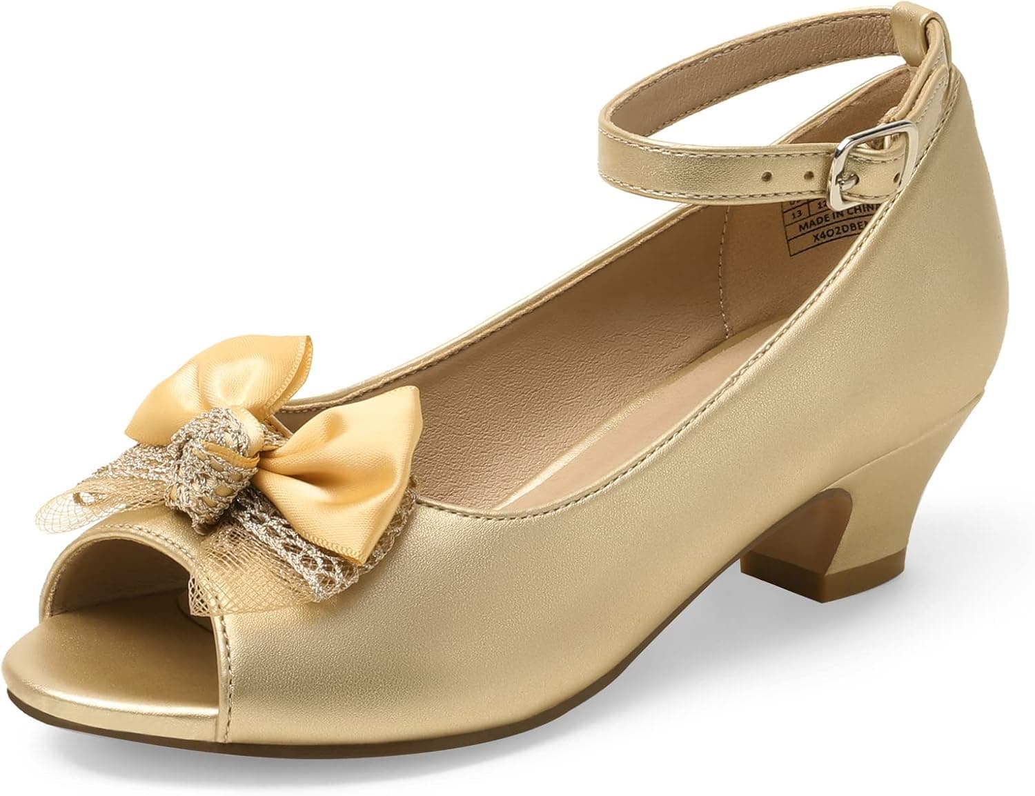 DREAM PAIRS Girls Dress Shoes Princess Wedding Party Flower Open-Toe Low Heel Shoes