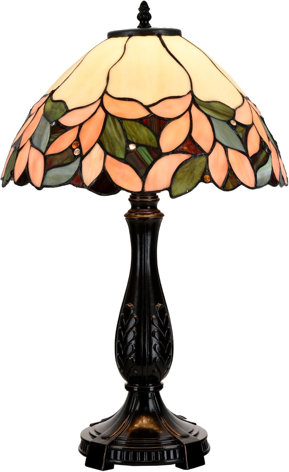 Cloud Mountain Tiffany Style 14" Lampshade Table Lamp Victorian Stained Glass Desk Lamp Floral Home Decor Lighting