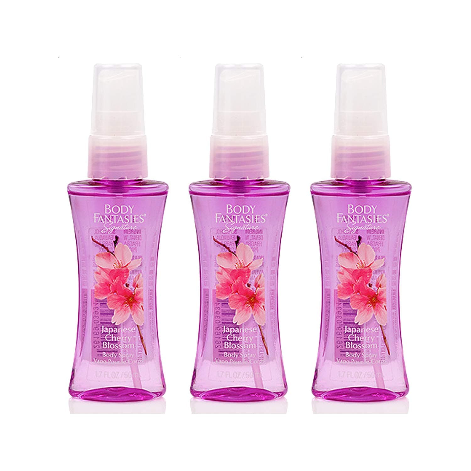 3-Pack! PARFUMS DE COEUR Body Fantasies Fragrance Body Spray for Women or Girl 1.7oz (03934-Japanese Cherry Blossom)