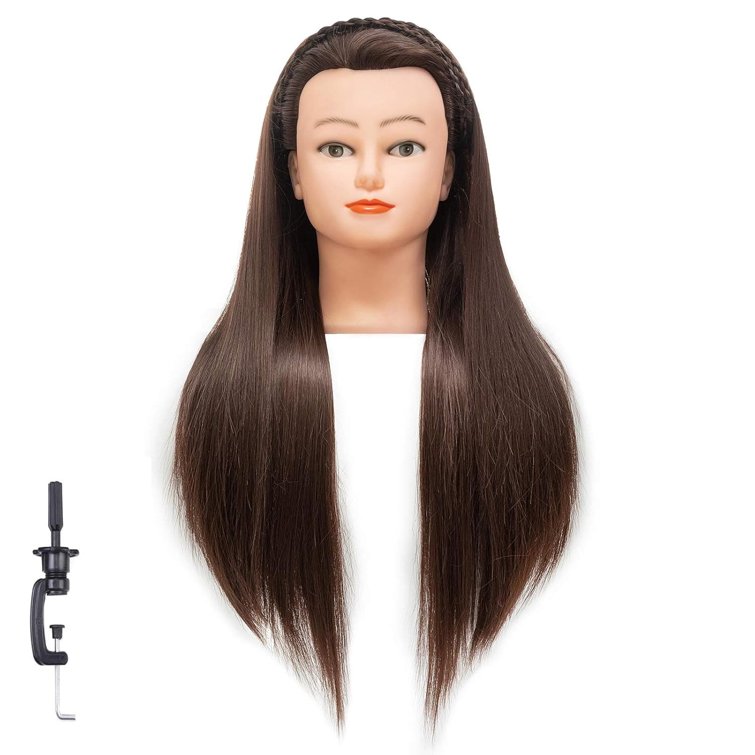 LZGYE 26-28" Cosmetology Mannequin Head with Synthetic Hair and Adjustable Stand for Braiding Hair Styling Training Hairart Hairdressing Salon Display Black Hair