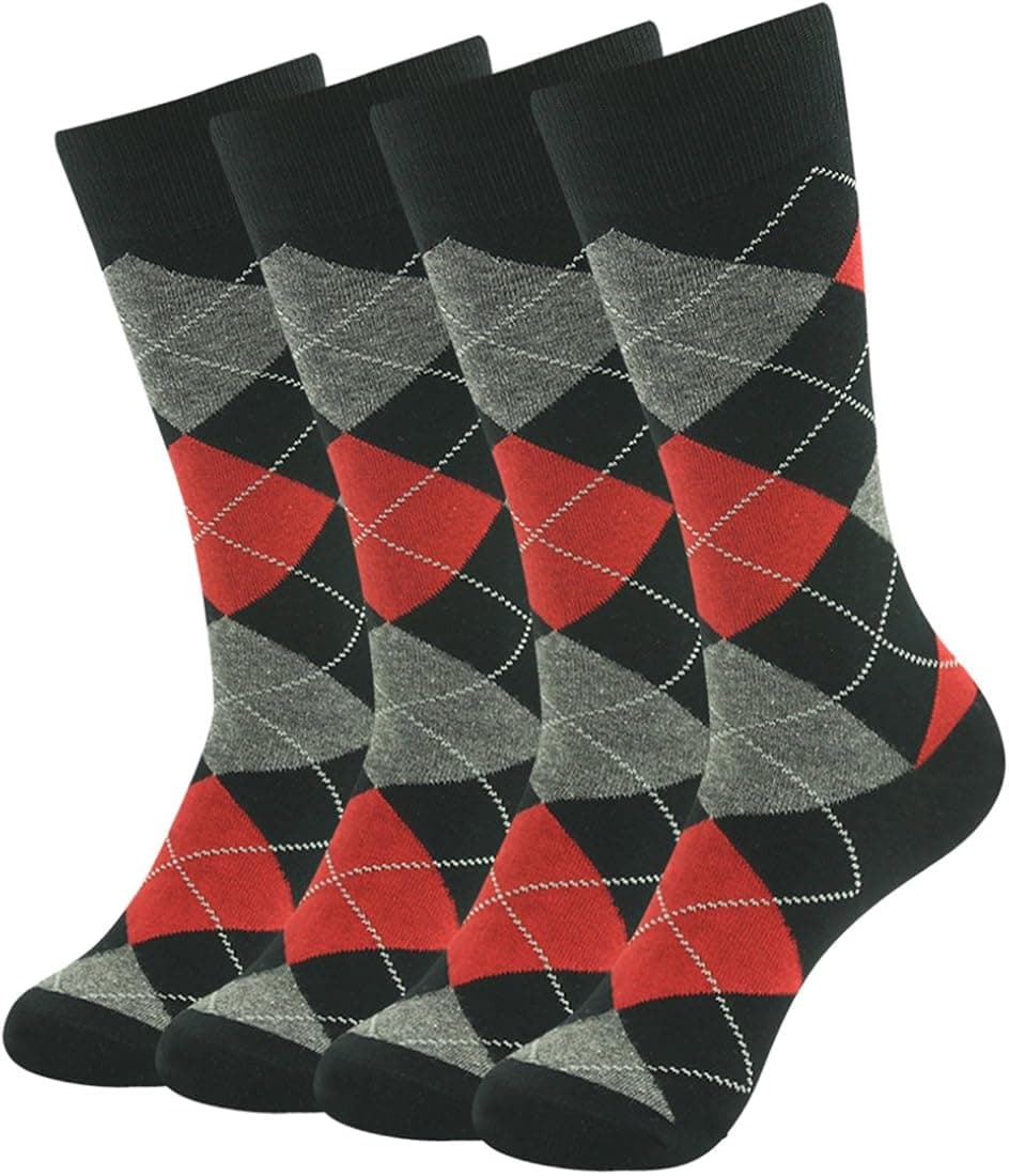 Mens Fashion Socks,SUTTOS Men's Womens Soft Cotton Funky Fashion Pattern Long Tube Crew Dress Socks,4 Pairs