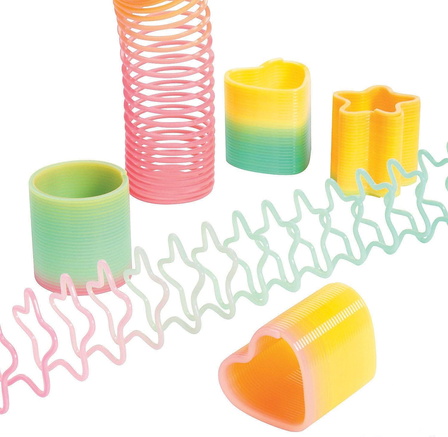 Kicko Mini Plastic Rainbow Spring 1.75 Inches - Pack Of 16 - Neon Colors Assortment Magic Springs - For Kids Great Party Favors, Bag Stuffers, Fun, Toy, Gift, Prize