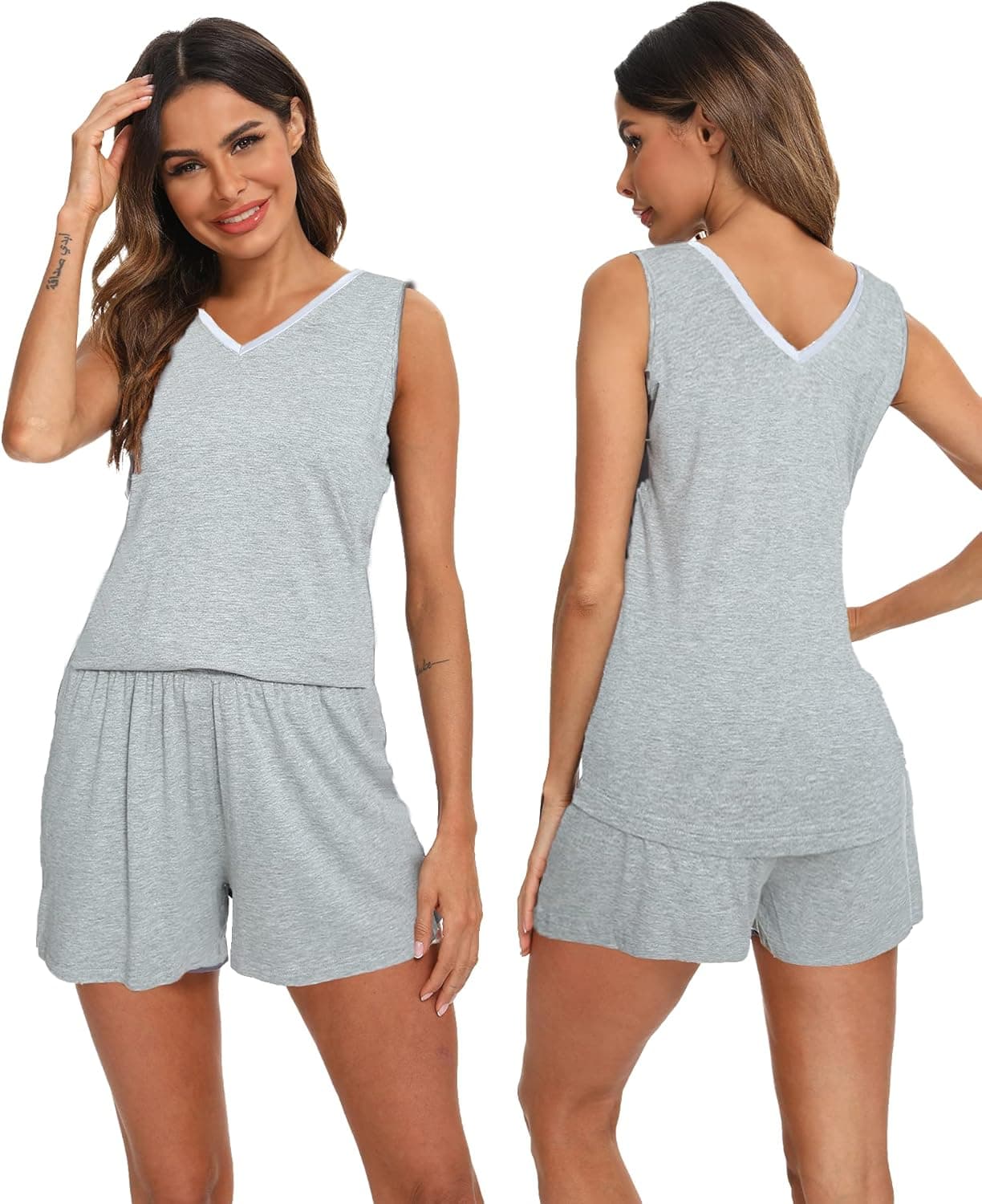 TIKTIK Women's Short Sleeve Pajama Short Sets Sleepwear Petite Plus Size S-4XL