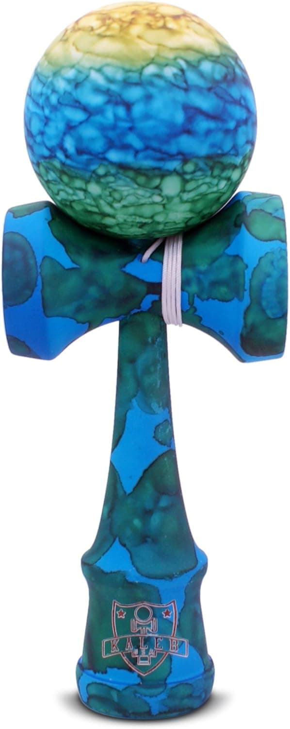 Kaleb USA Full Marble Swirl Kendama and Extra String (Earth)