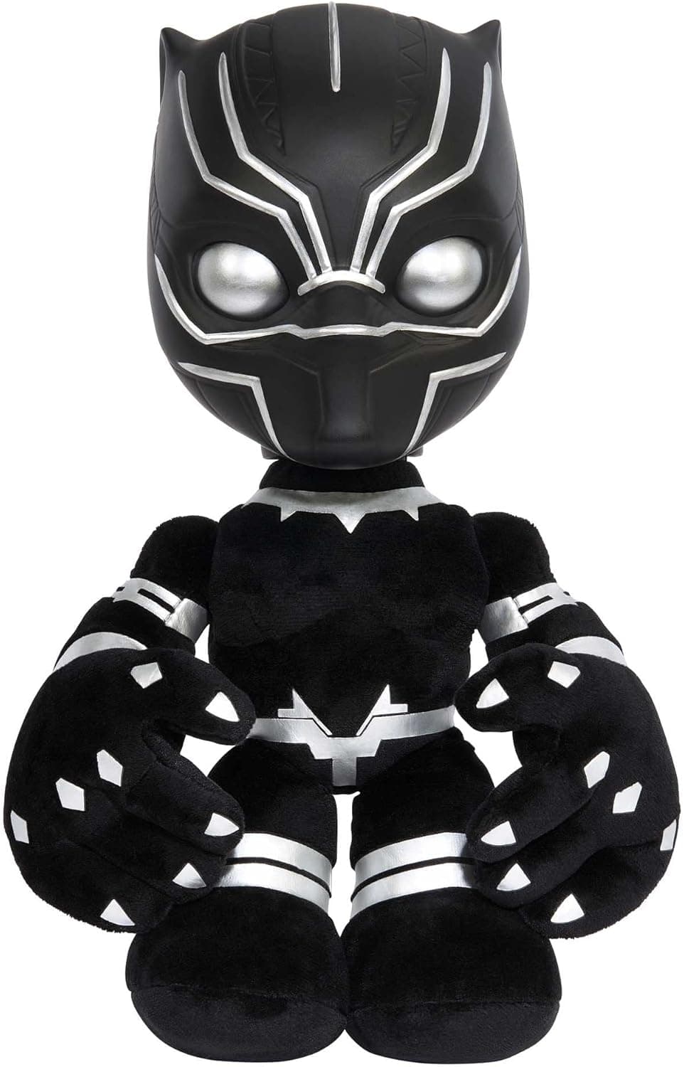 Mattel Marvel Black Panther Plush 11-Inch Figure, Heart of Wakanda T'Challa with Soft Body Plus Lights and Sounds